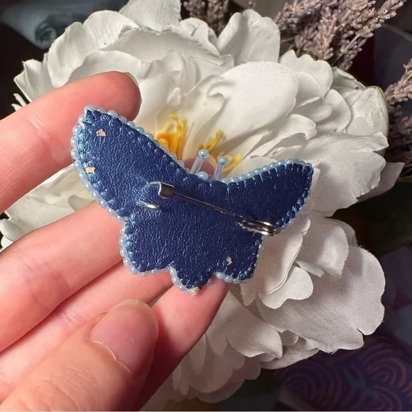 DIY Hand made beaded blue “butterfly” brooch